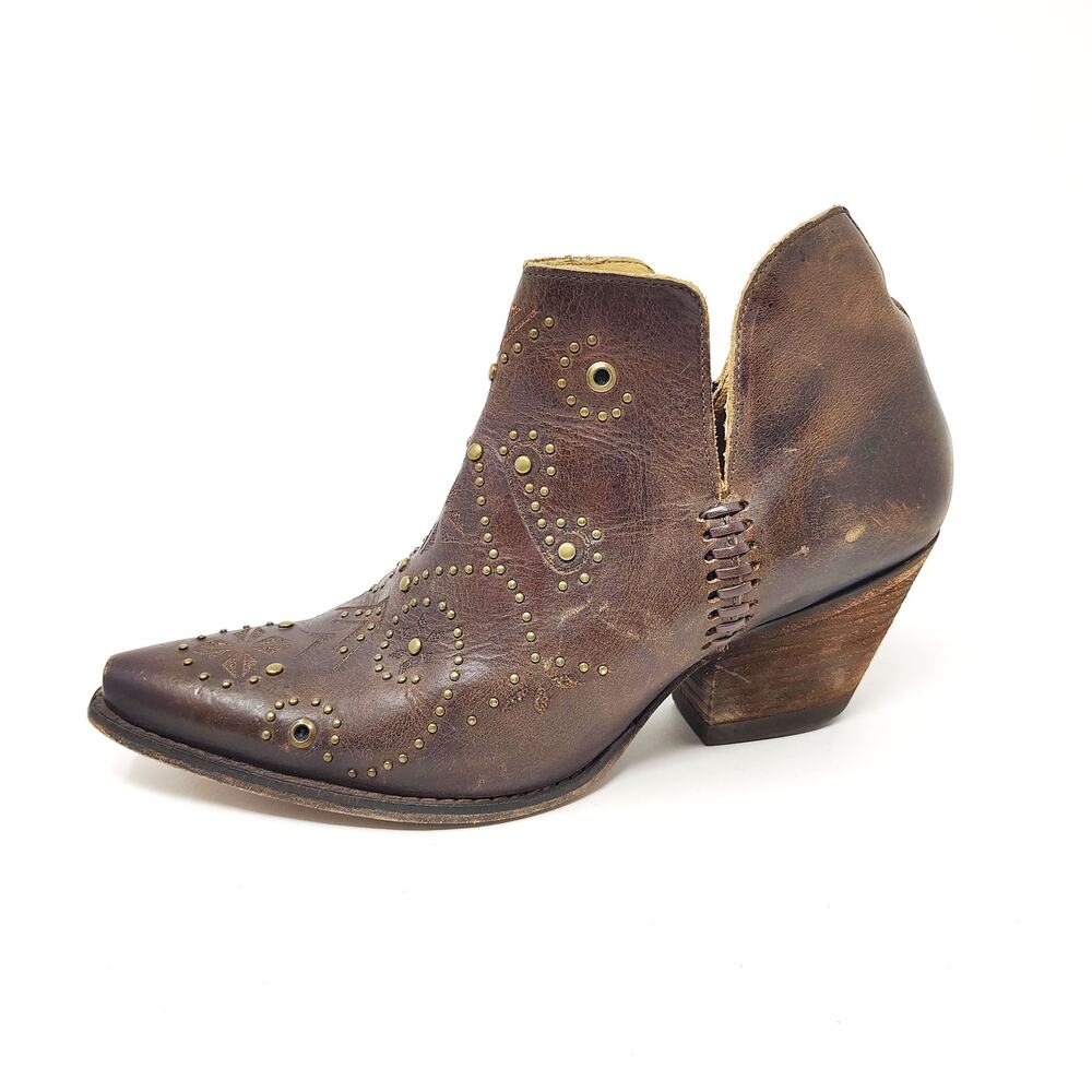 Shyanne Womens 9 Shoes Boots Ditza Western Studded Gold Ankle Booties Snip Toe